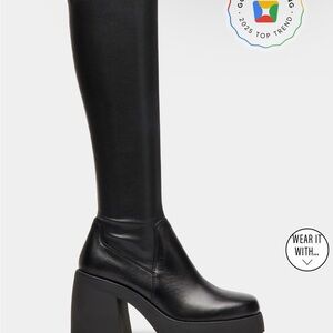 Steve Madden Black Berkleigh Platform Knee-High Boots